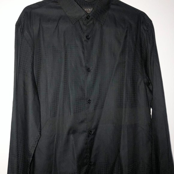 Zara Mixed Pattern Long Sleeve Slim Fit Button Down Shirt - Picture 4 of 6